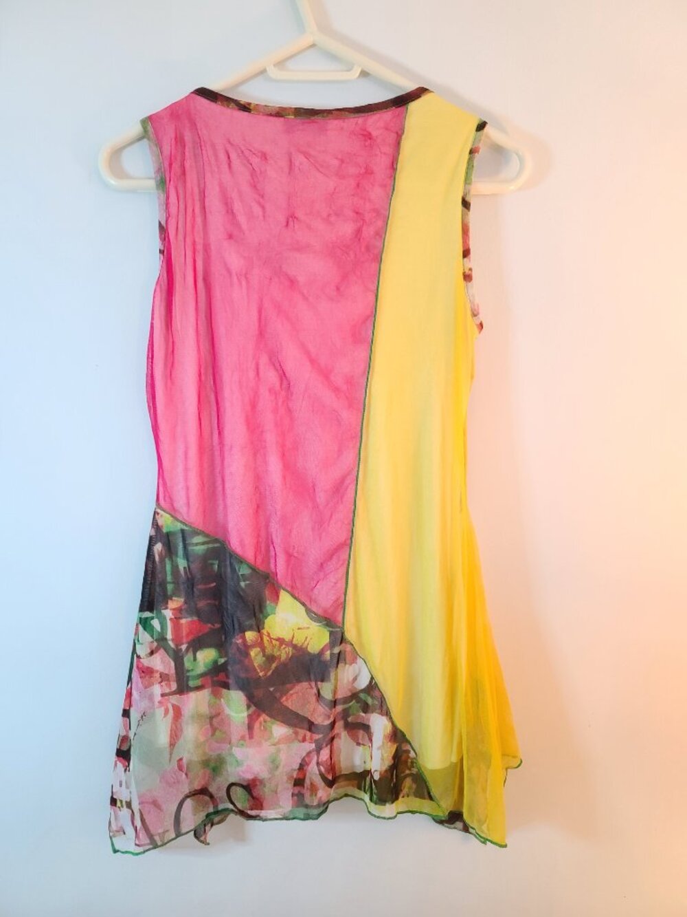 ME France Avant-Garde Mesh Patchwork Tunic Top Mini Dress - Picture 2 of 12